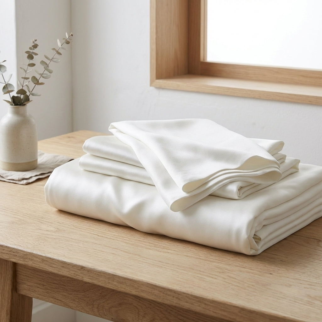 Mulberry silk pillowcases in warm light